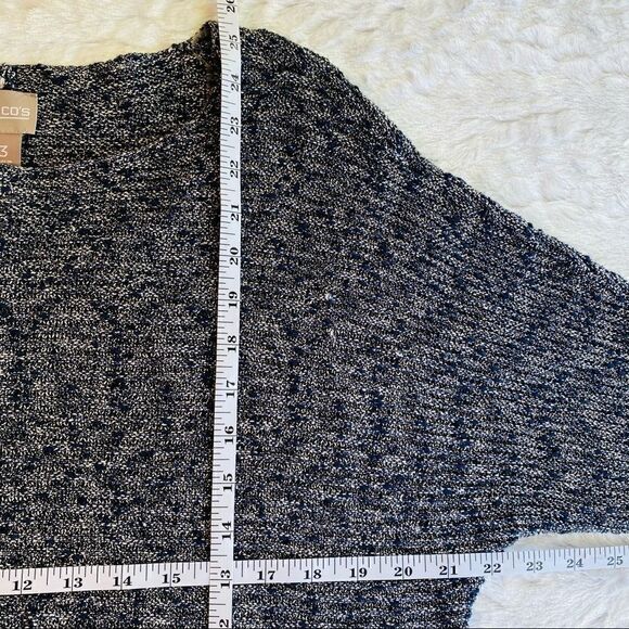 Chico’s 3/4 length metallic SZ 3 sleeve sweater - Picture 3 of 10